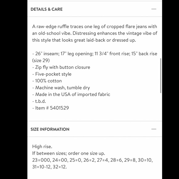 CITIZENS OF HUMANITY Ruffle Leg Crop Jean, Size 29 - Picture 8 of 8